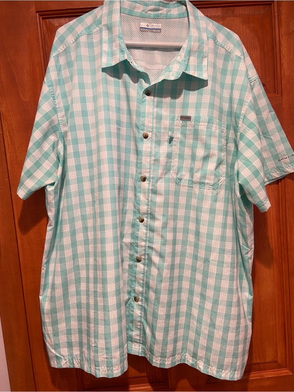 Columbia Mint and White Gingham Button-Down Shirt